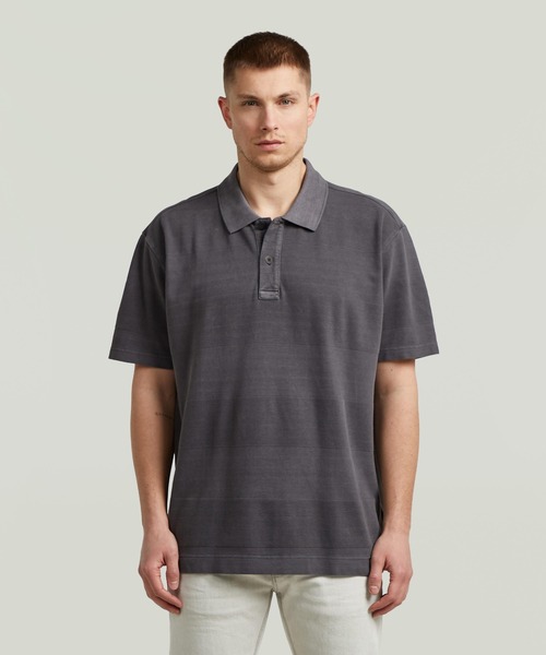 Washed Jacquard Relaxed Polo/ウォッシュド加工ジャガードリラックス