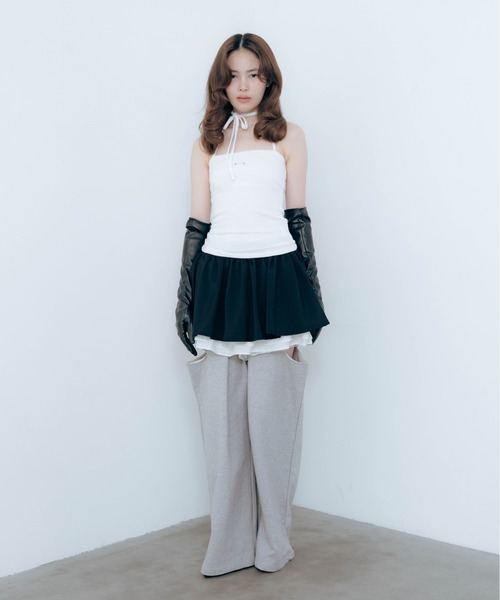 Carmelo(カーメロ)の「Pierced Skin Tube Top (white/gray)(キャミソール・レディース・ホワイト/チャコールグレー・FREE)」の12枚目の写真