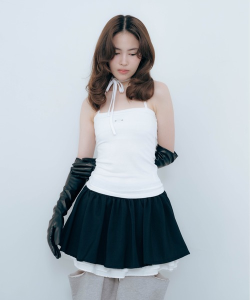 Carmelo(カーメロ)の「Pierced Skin Tube Top (white/gray)(キャミソール・レディース・ホワイト/チャコールグレー・FREE)」の14枚目の写真
