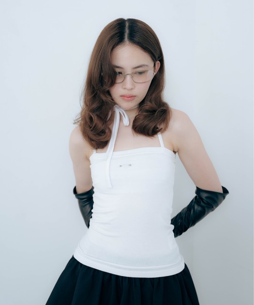 Carmelo(カーメロ)の「Pierced Skin Tube Top (white/gray)(キャミソール・レディース・ホワイト/チャコールグレー・FREE)」の16枚目の写真