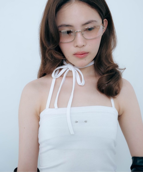 Carmelo(カーメロ)の「Pierced Skin Tube Top (white/gray)(キャミソール・レディース・ホワイト/チャコールグレー・FREE)」の18枚目の写真