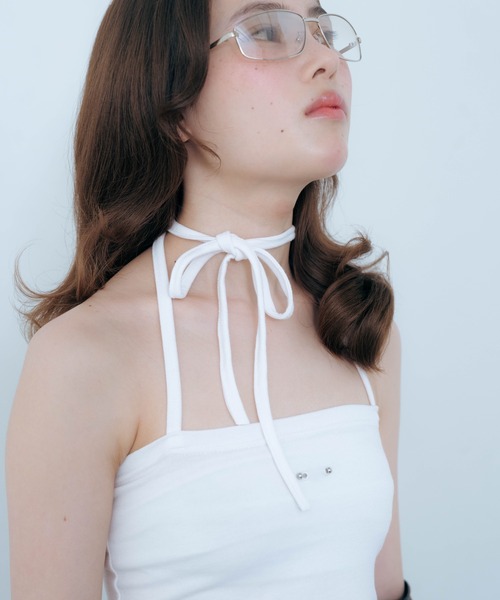 Carmelo(カーメロ)の「Pierced Skin Tube Top (white/gray)(キャミソール・レディース・ホワイト/チャコールグレー・FREE)」の15枚目の写真