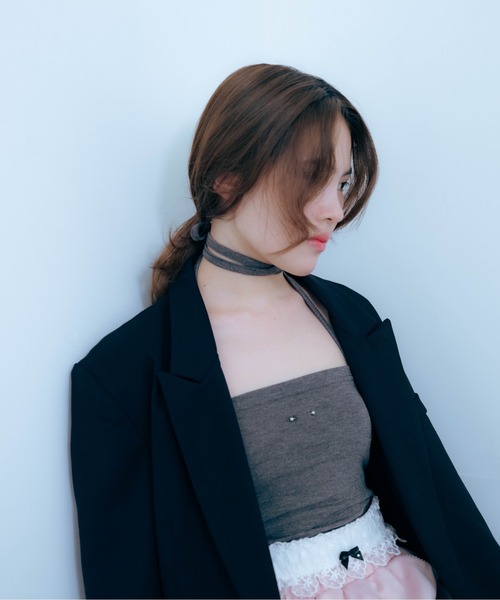Carmelo(カーメロ)の「Pierced Skin Tube Top (white/gray)(キャミソール・レディース・ホワイト/チャコールグレー・FREE)」の20枚目の写真