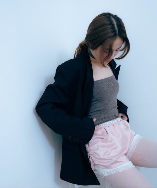 Carmelo(カーメロ)の「Pierced Skin Tube Top (white/gray)(キャミソール・レディース・ホワイト/チャコールグレー・FREE)」の22枚目の写真