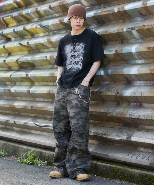 LTR DEPTH（レイターデプス）の「WEGO/【26春夏新作】グラフィックヘンリーネックT（Tシャツ/カットソー・メンズ・ブラック/グレー・LARGE/MEDIUM）」の7枚目の写真