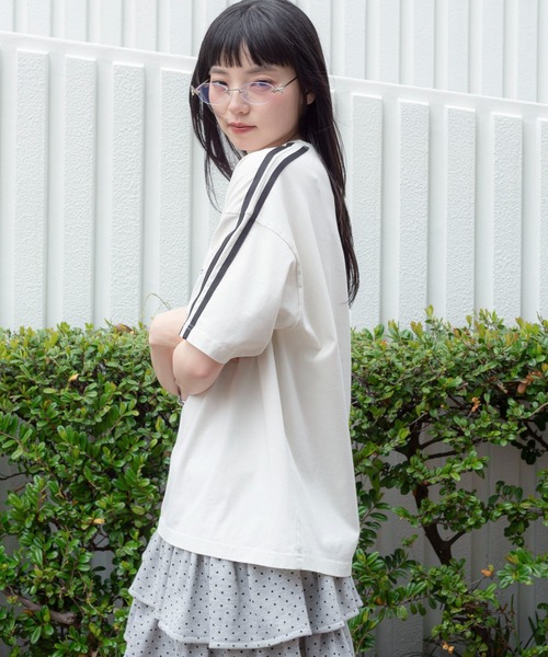 WEGO（ウィゴー）の「WEGO/【26年春夏新作】スリーブラインロゴBIG T（Tシャツ/カットソー・メンズ・ネイビー/オフホワイト/ブラック・LARGE/MEDIUM）」の12枚目の写真