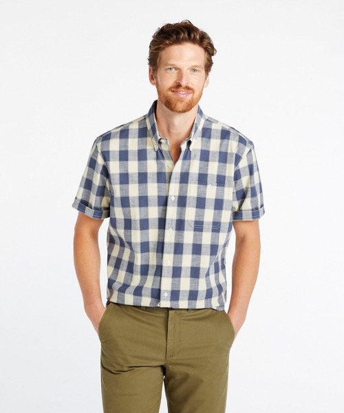 L.L.Bean(エルエルビーン)の「コンフォート・ストレッチ・シャンブレー・シャツ、トラディショナル・フィット 半袖 プラッド 米国フィット・レギュラー(シャツ/ブラウス・メンズ・ブルー系その他/ピンク系その他・LARGE/MEDIUM/SMALL)」の4枚目の写真