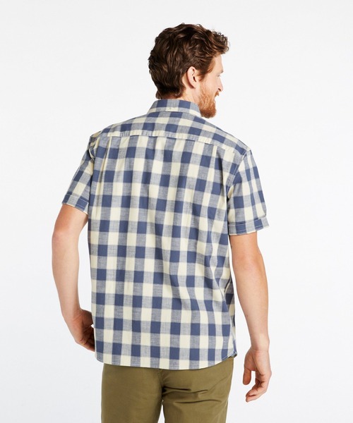 L.L.Bean(エルエルビーン)の「コンフォート・ストレッチ・シャンブレー・シャツ、トラディショナル・フィット 半袖 プラッド 米国フィット・レギュラー(シャツ/ブラウス・メンズ・ブルー系その他/ピンク系その他・LARGE/MEDIUM/SMALL)」の5枚目の写真