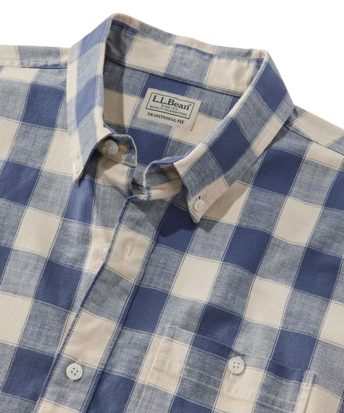 L.L.Bean(エルエルビーン)の「コンフォート・ストレッチ・シャンブレー・シャツ、トラディショナル・フィット 半袖 プラッド 米国フィット・レギュラー(シャツ/ブラウス・メンズ・ブルー系その他/ピンク系その他・LARGE/MEDIUM/SMALL)」の3枚目の写真