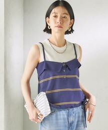 キャミソール（ブルー・ネイビー/青色系・ボーダー柄）ファッション