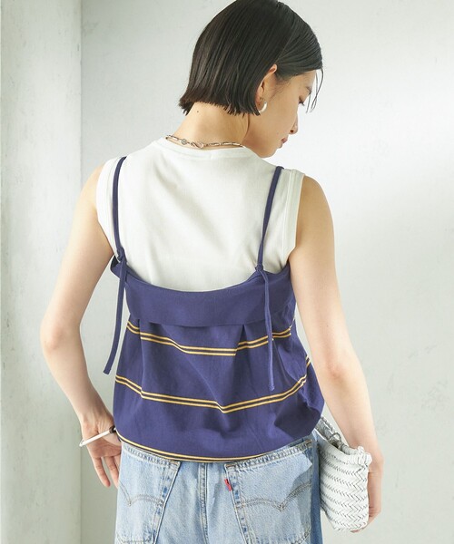SHIPS(シップス)の「【SHIPS別注】crinkle crinkle crinkle:〈洗濯機可能〉POLO CAMI(キャミソール・レディース・ネイビー・ONE SIZE)」の8枚目の写真