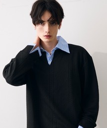 Faux layered knit shirt / フェイクレイヤードニットシャツ