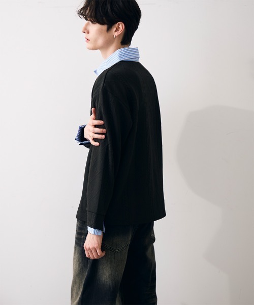 Shoowtime(ショウタイム)の「Faux layered knit shirt / フェイクレイヤードニットシャツ(シャツ/ブラウス・メンズ・クリーム/グレー/ブラック・MEDIUM/LARGE/X-LARGE)」の9枚目の写真