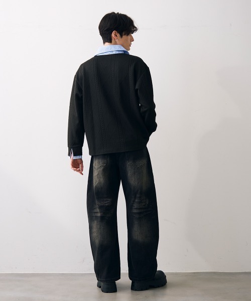 Shoowtime(ショウタイム)の「Faux layered knit shirt / フェイクレイヤードニットシャツ(シャツ/ブラウス・メンズ・クリーム/グレー/ブラック・MEDIUM/LARGE/X-LARGE)」の10枚目の写真