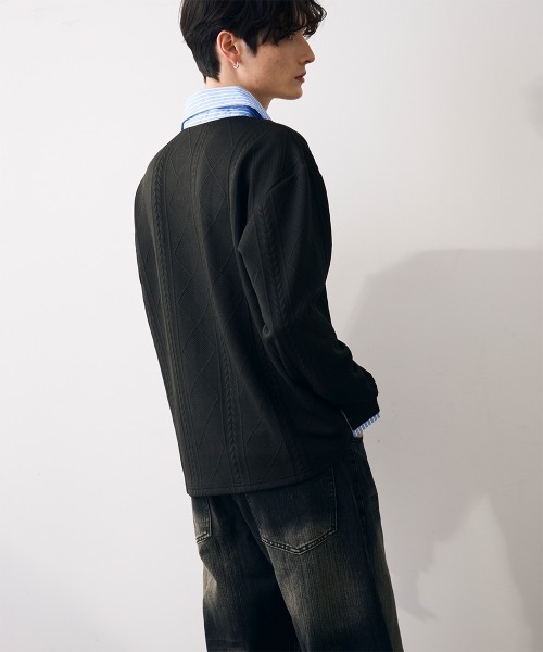 Shoowtime(ショウタイム)の「Faux layered knit shirt / フェイクレイヤードニットシャツ(シャツ/ブラウス・メンズ・クリーム/グレー/ブラック・MEDIUM/LARGE/X-LARGE)」の13枚目の写真