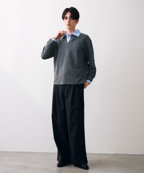 Shoowtime(ショウタイム)の「Faux layered knit shirt / フェイクレイヤードニットシャツ(シャツ/ブラウス・メンズ・クリーム/グレー/ブラック・MEDIUM/LARGE/X-LARGE)」の15枚目の写真