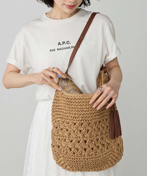 BONLECILL Marche(ボンルシールマルシェ)の「【BONLECILL Marche】ペーパーかごショルダーバッグ(かごバッグ・レディース・ベージュ/ブラウン・FREE)」の2枚目の写真