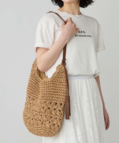 BONLECILL Marche(ボンルシールマルシェ)の「【BONLECILL Marche】ペーパーかごショルダーバッグ(かごバッグ・レディース・ベージュ/ブラウン・FREE)」の4枚目の写真