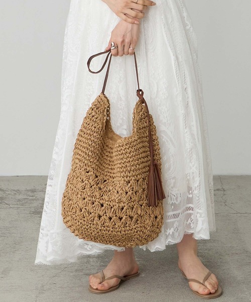 BONLECILL Marche(ボンルシールマルシェ)の「【BONLECILL Marche】ペーパーかごショルダーバッグ(かごバッグ・レディース・ベージュ/ブラウン・FREE)」の6枚目の写真