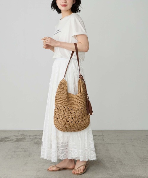BONLECILL Marche(ボンルシールマルシェ)の「【BONLECILL Marche】ペーパーかごショルダーバッグ(かごバッグ・レディース・ベージュ/ブラウン・FREE)」の8枚目の写真