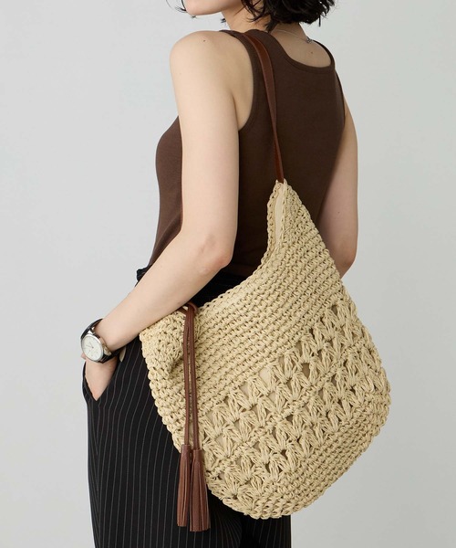 BONLECILL Marche(ボンルシールマルシェ)の「【BONLECILL Marche】ペーパーかごショルダーバッグ(かごバッグ・レディース・ベージュ/ブラウン・FREE)」の9枚目の写真