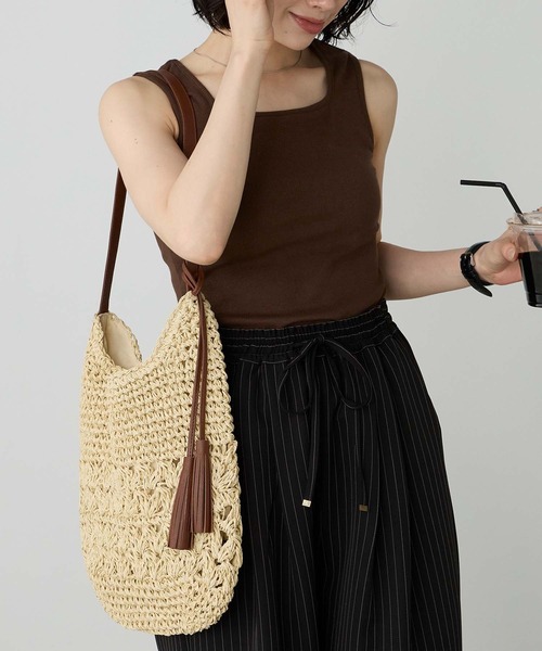 BONLECILL Marche(ボンルシールマルシェ)の「【BONLECILL Marche】ペーパーかごショルダーバッグ(かごバッグ・レディース・ベージュ/ブラウン・FREE)」の11枚目の写真