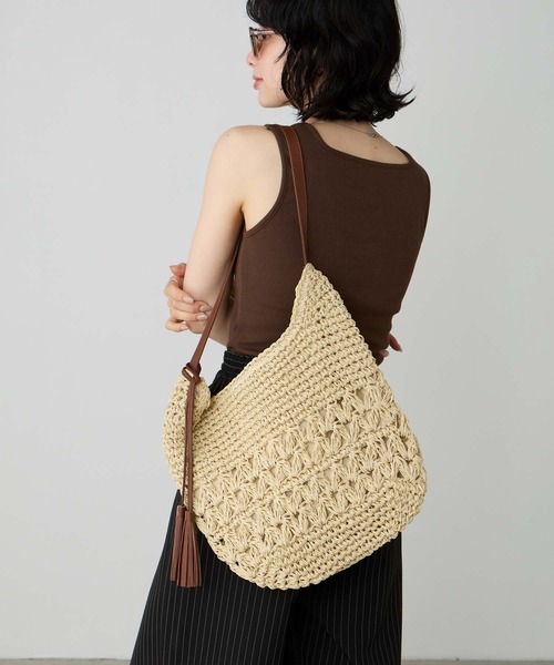 BONLECILL Marche(ボンルシールマルシェ)の「【BONLECILL Marche】ペーパーかごショルダーバッグ(かごバッグ・レディース・ベージュ/ブラウン・FREE)」の12枚目の写真
