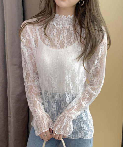mielu(ミエル)の「ハイネックレーストップス(シャツ/ブラウス・レディース・ブラック/ホワイト・LARGE/MEDIUM)」の10枚目の写真
