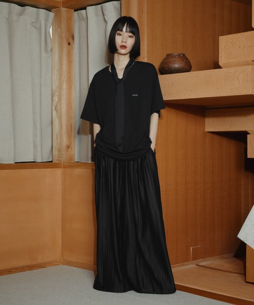 HARE(ハレ)の「【接触冷感】ボウタイツキVネックプルオーバー(HARE)(Tシャツ/カットソー・メンズ・ホワイト/ブラック・FREE)」の4枚目の写真