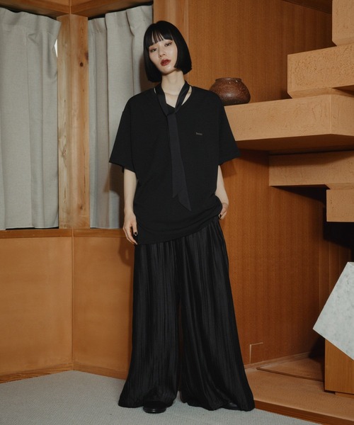 HARE(ハレ)の「【接触冷感】ボウタイツキVネックプルオーバー(HARE)(Tシャツ/カットソー・メンズ・ホワイト/ブラック・FREE)」の5枚目の写真