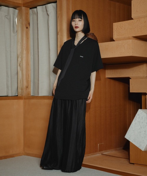 HARE(ハレ)の「【接触冷感】ボウタイツキVネックプルオーバー(HARE)(Tシャツ/カットソー・メンズ・ホワイト/ブラック・FREE)」の6枚目の写真