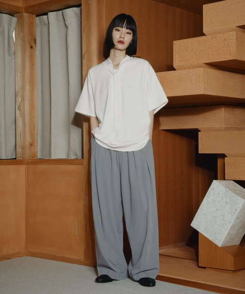 HARE(ハレ)の「【接触冷感】ボウタイツキVネックプルオーバー(HARE)(Tシャツ/カットソー・メンズ・ホワイト/ブラック・FREE)」の7枚目の写真