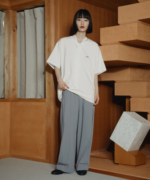 HARE(ハレ)の「【接触冷感】ボウタイツキVネックプルオーバー(HARE)(Tシャツ/カットソー・メンズ・ホワイト/ブラック・FREE)」の9枚目の写真