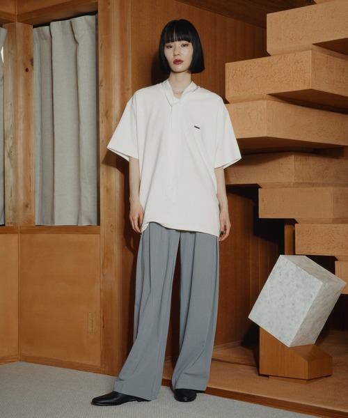 HARE(ハレ)の「【接触冷感】ボウタイツキVネックプルオーバー(HARE)(Tシャツ/カットソー・メンズ・ホワイト/ブラック・FREE)」の10枚目の写真