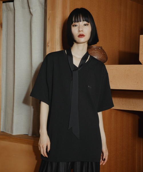 HARE(ハレ)の「【接触冷感】ボウタイツキVネックプルオーバー(HARE)(Tシャツ/カットソー・メンズ・ホワイト/ブラック・FREE)」の11枚目の写真
