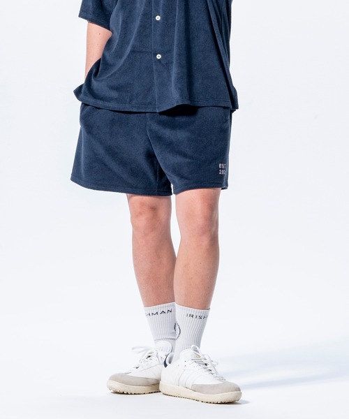 IRISHMAN（アイリッシュマン）の「RELAX AIR PILE SHORTS（MENS（その他パンツ・メンズ・アイボリー/ネイビー・L/M）」の2枚目の写真