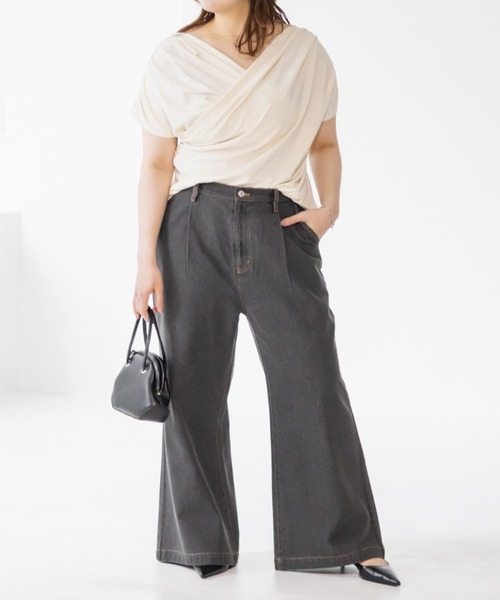 CLETTE（クレット）の「CLETTEオリジナルセミフレアデニムパンツ（その他パンツ・レディース・インディゴブルー/ブラック/サックスブルー・4L/3L/LL）」の4枚目の写真