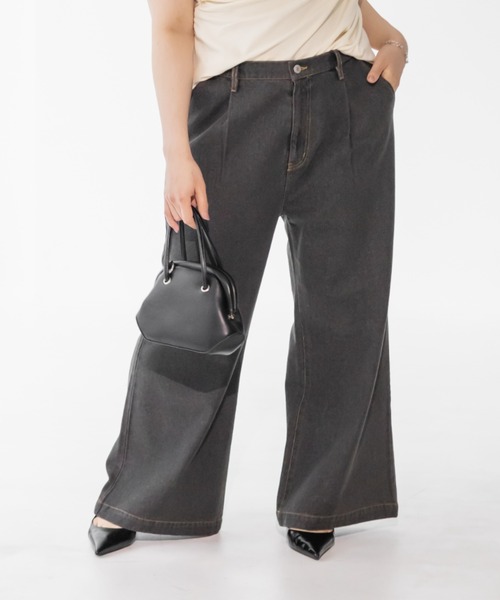 CLETTE（クレット）の「CLETTEオリジナルセミフレアデニムパンツ（その他パンツ・レディース・インディゴブルー/ブラック/サックスブルー・4L/3L/LL）」の6枚目の写真