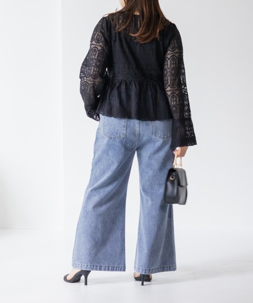 CLETTE（クレット）の「CLETTEオリジナルセミフレアデニムパンツ（その他パンツ・レディース・インディゴブルー/ブラック/サックスブルー・4L/3L/LL）」の10枚目の写真