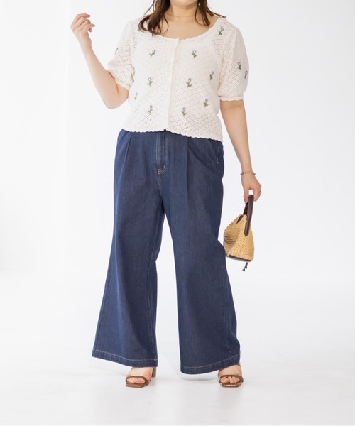 CLETTE（クレット）の「CLETTEオリジナルセミフレアデニムパンツ（その他パンツ・レディース・インディゴブルー/ブラック/サックスブルー・4L/3L/LL）」の12枚目の写真