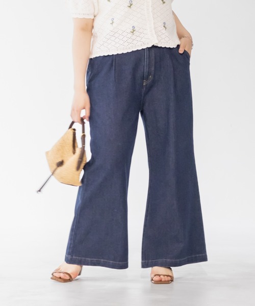 CLETTE（クレット）の「CLETTEオリジナルセミフレアデニムパンツ（その他パンツ・レディース・インディゴブルー/ブラック/サックスブルー・4L/3L/LL）」の13枚目の写真