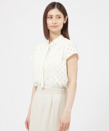 【ウォッシャブル】ダイヤシフォンカットジャカード ブラウス
