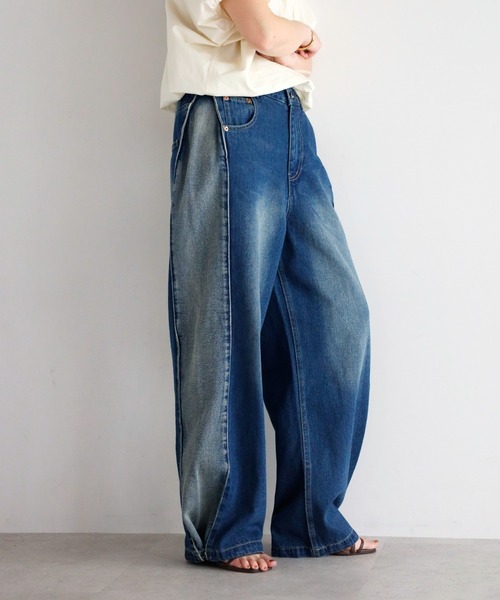 サイドタックデニムパンツ
