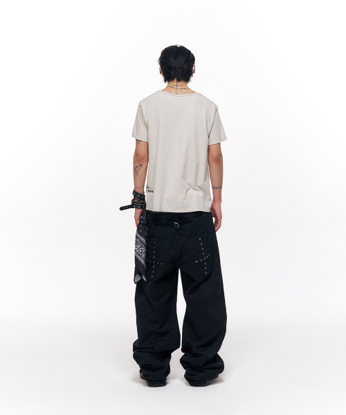 SCHISM INDUCING(スキズムインデューシング)の「CROSS CROPPED T SHIRT LIGHT GREY(Tシャツ/カットソー・レディース・その他・LARGE/MEDIUM)」の9枚目の写真