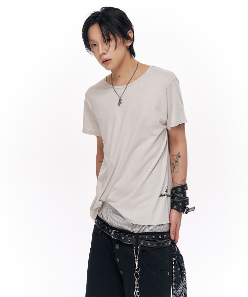 SCHISM INDUCING(スキズムインデューシング)の「CROSS CROPPED T SHIRT LIGHT GREY(Tシャツ/カットソー・レディース・その他・LARGE/MEDIUM)」の13枚目の写真