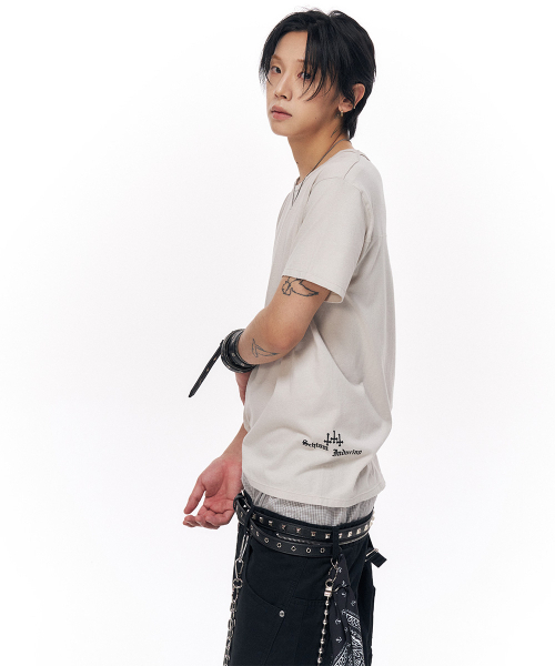 SCHISM INDUCING(スキズムインデューシング)の「CROSS CROPPED T SHIRT LIGHT GREY(Tシャツ/カットソー・レディース・その他・LARGE/MEDIUM)」の14枚目の写真