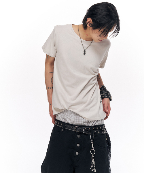 SCHISM INDUCING(スキズムインデューシング)の「CROSS CROPPED T SHIRT LIGHT GREY(Tシャツ/カットソー・レディース・その他・LARGE/MEDIUM)」の17枚目の写真