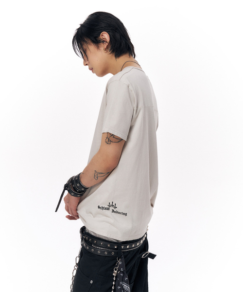 SCHISM INDUCING(スキズムインデューシング)の「CROSS CROPPED T SHIRT LIGHT GREY(Tシャツ/カットソー・レディース・その他・LARGE/MEDIUM)」の20枚目の写真