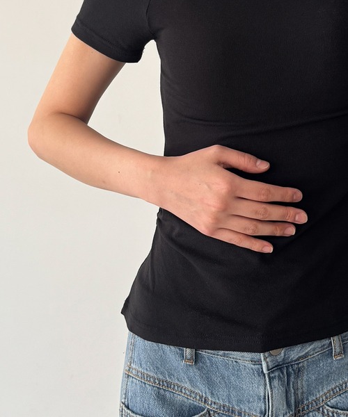 CANAL JEAN（キャナルジーン）の「El mar　ワンショルダーサイドギャザーTシャツ（Tシャツ/カットソー・レディース・アイボリー/ブラック・ONE SIZE）」の14枚目の写真