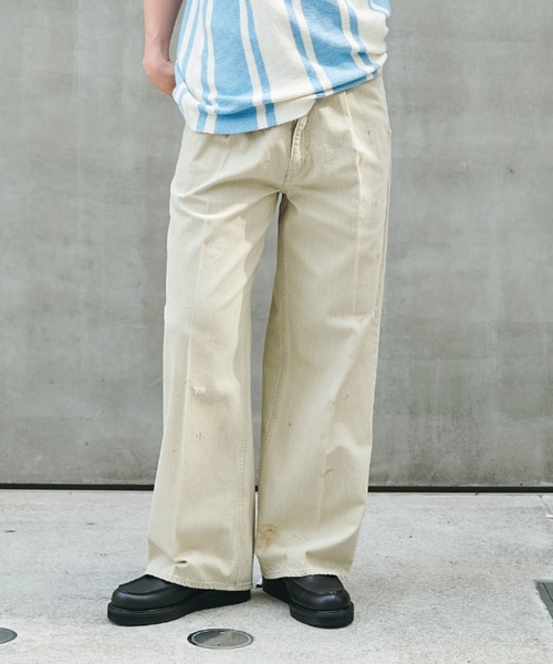 STEAF（スティーフ）の「MEADOW DENIM PANTS（デニムパンツ・メンズ・ベージュ/インディゴブルー・MEDIUM/LARGE）」の2枚目の写真
